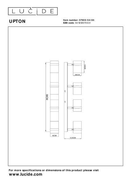 Lucide UPTON - Deckenstrahler - 4xGU10 - Rauchfarbe Grau - technisch